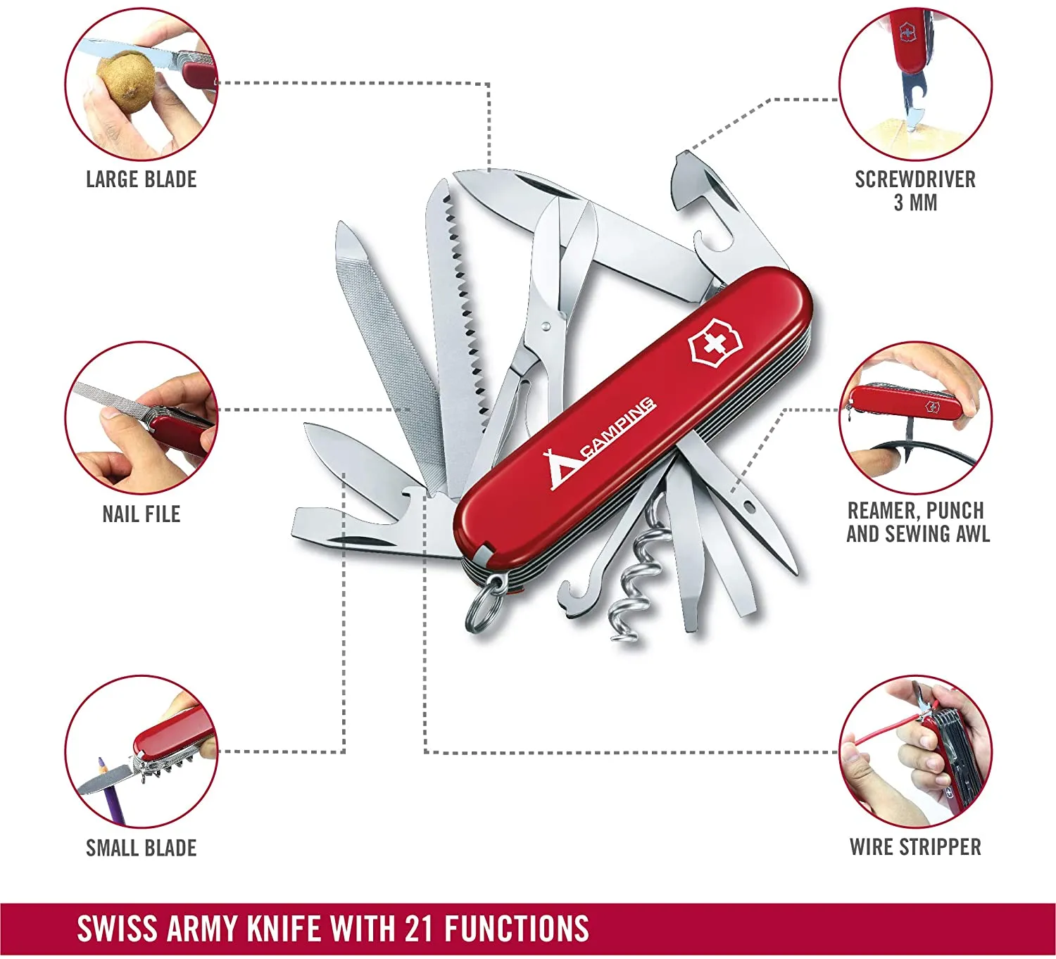 Victorinox Swiss Army Ranger Red Medium Pocket Knife with 21 Functions 1.3763.71