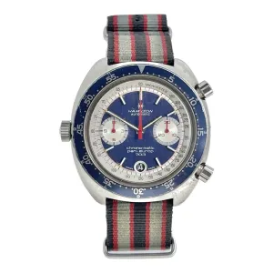 Vintage 1970s Hamilton Chrono-Matic Pan Europ 703 11003-3 Cal 11 Blue 42mm Watch