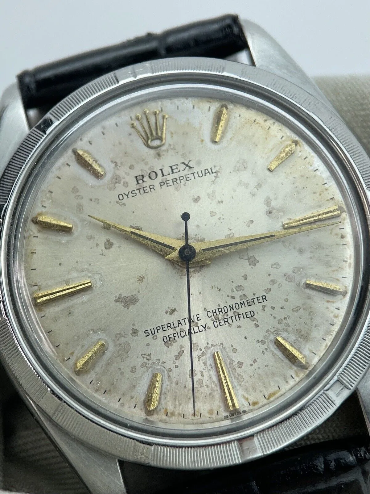 Vintage Rolex 34mm Steel Watch Oyster Perpetual Ref 1003 Case Silver Dial