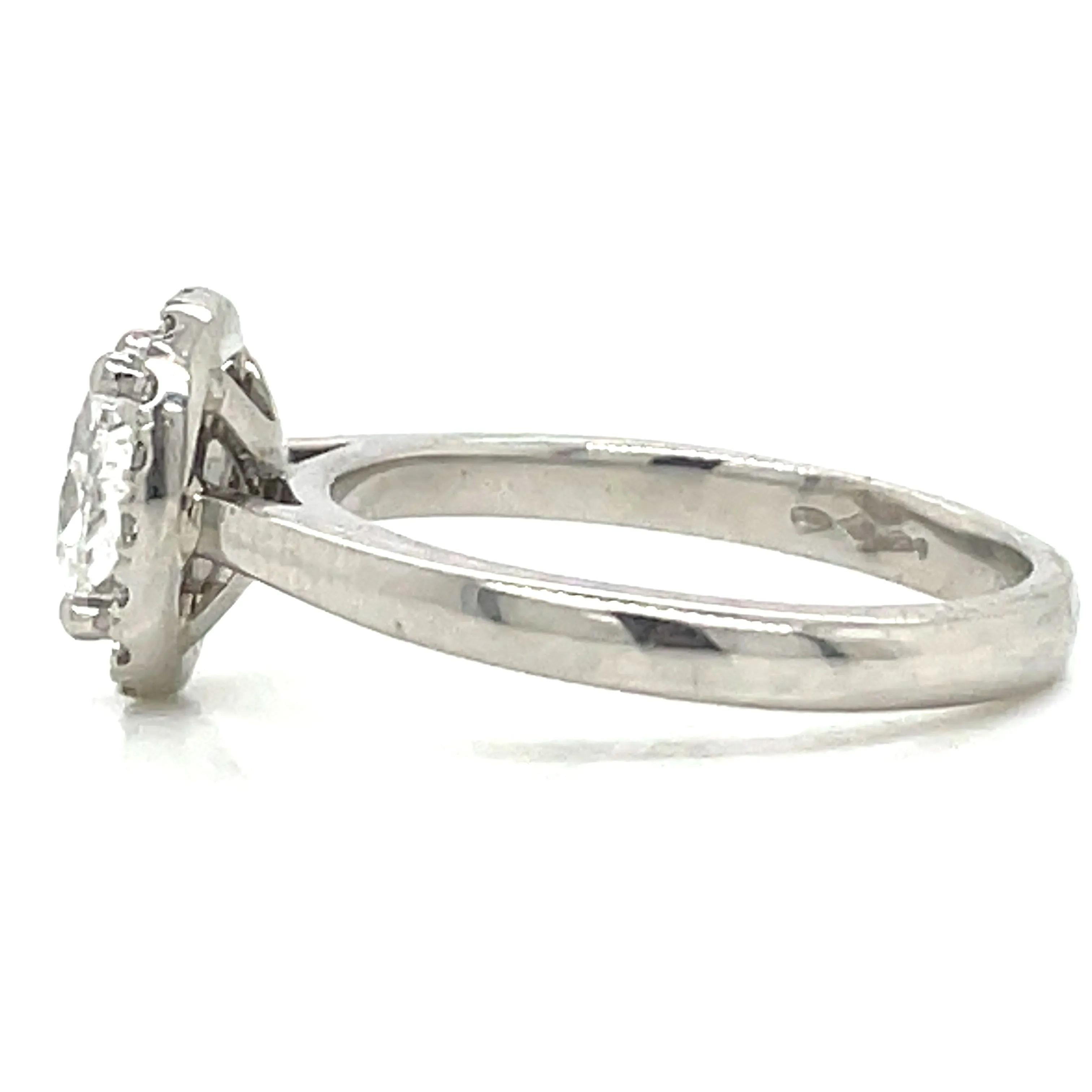 Violet - Platinum .92ct Castle Set Oval Halo Earth Grown Diamond Engagement Ring