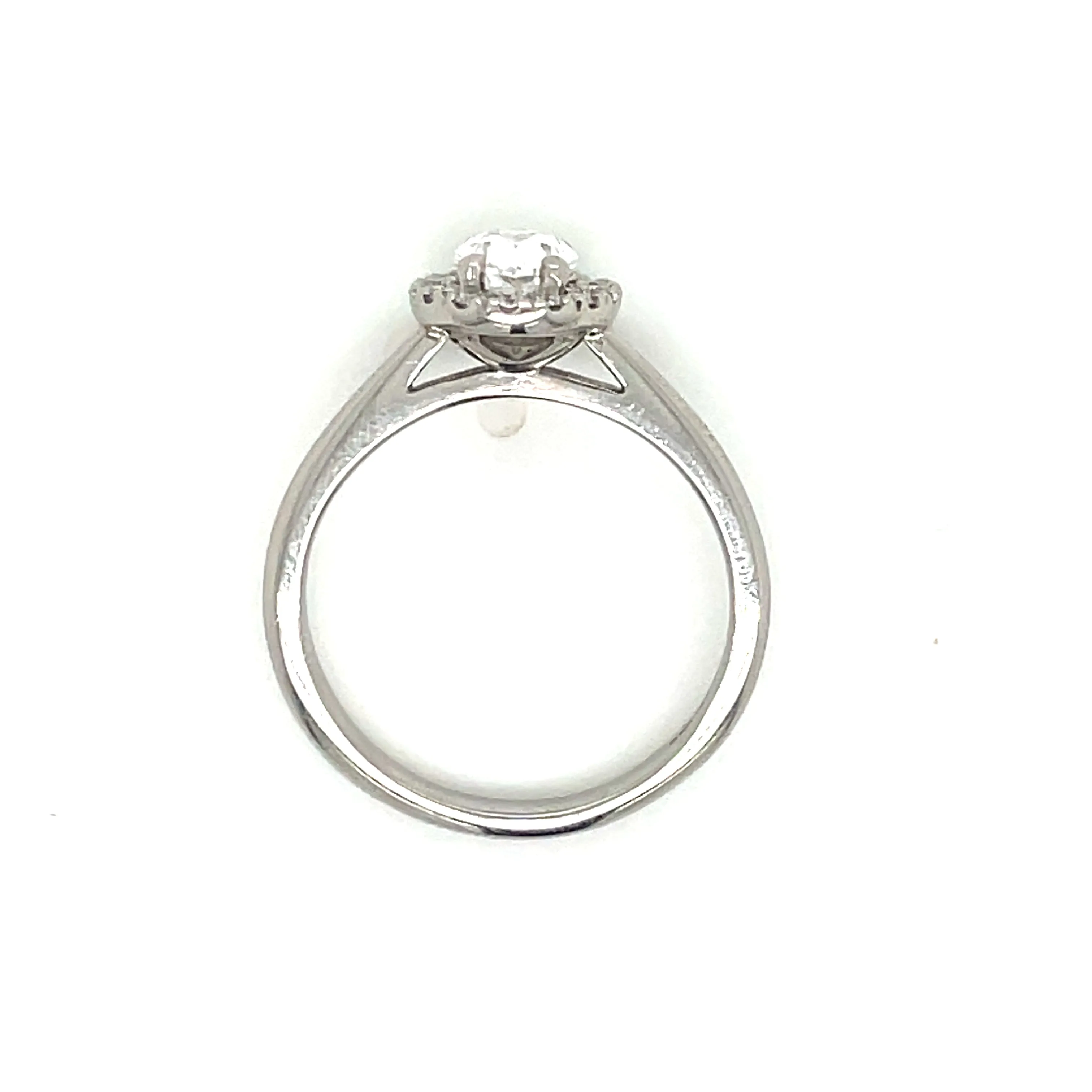 Violet - Platinum .92ct Castle Set Oval Halo Earth Grown Diamond Engagement Ring