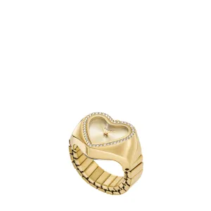Watch Ring Two-Hand Gold-Tone Stainless Steel