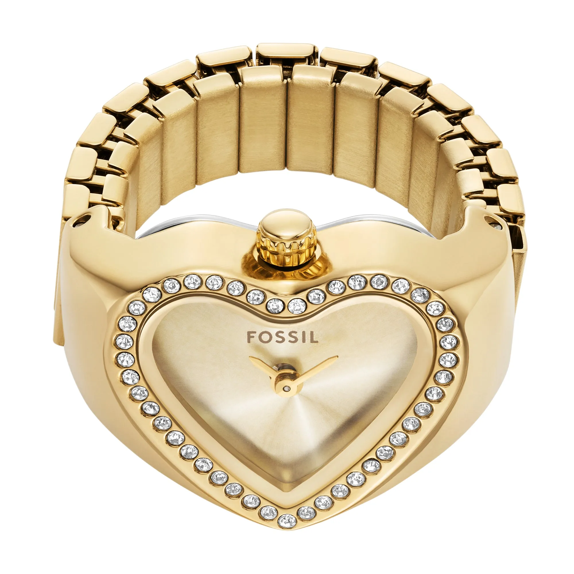 Watch Ring Two-Hand Gold-Tone Stainless Steel