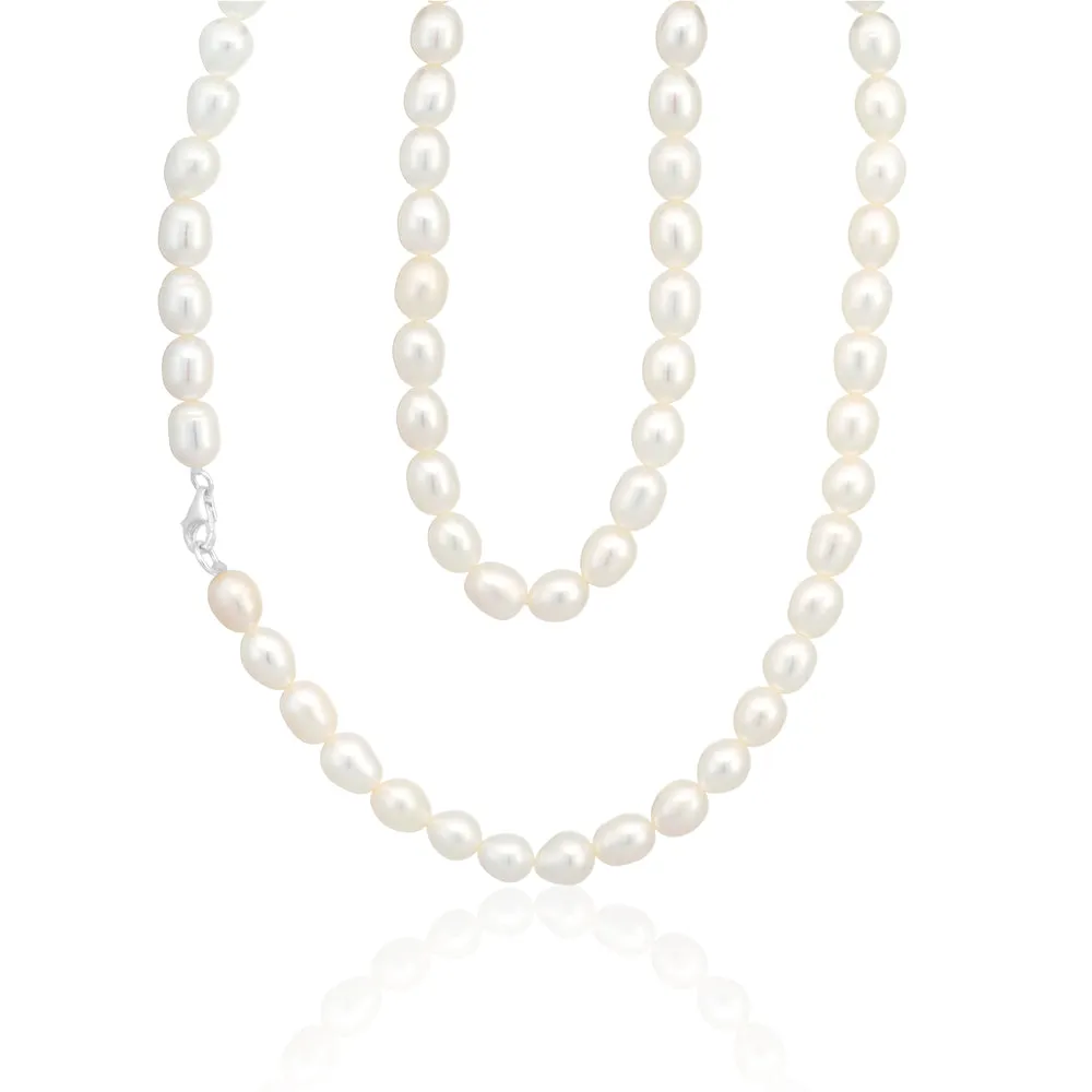 White 6-7mm Freshwater Pearl 45cm Necklace with Sterling Silver Clasp