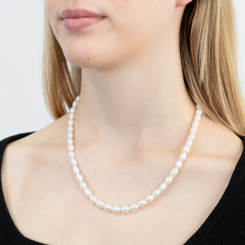 White 6-7mm Freshwater Pearl 45cm Necklace with Sterling Silver Clasp