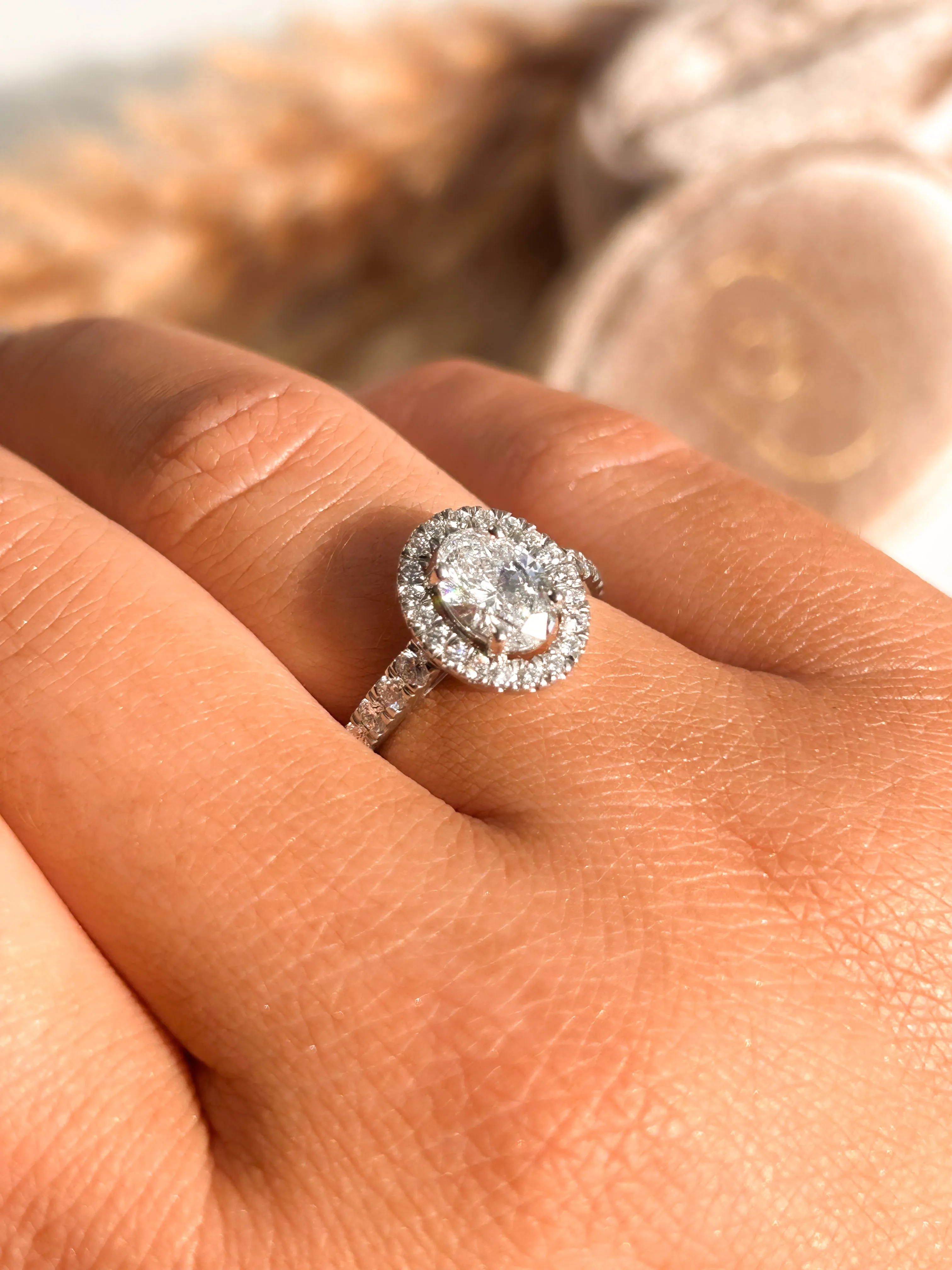 Zoey - Platinum 1.18ct Oval Halo Earth Grown Diamond Engagement Ring