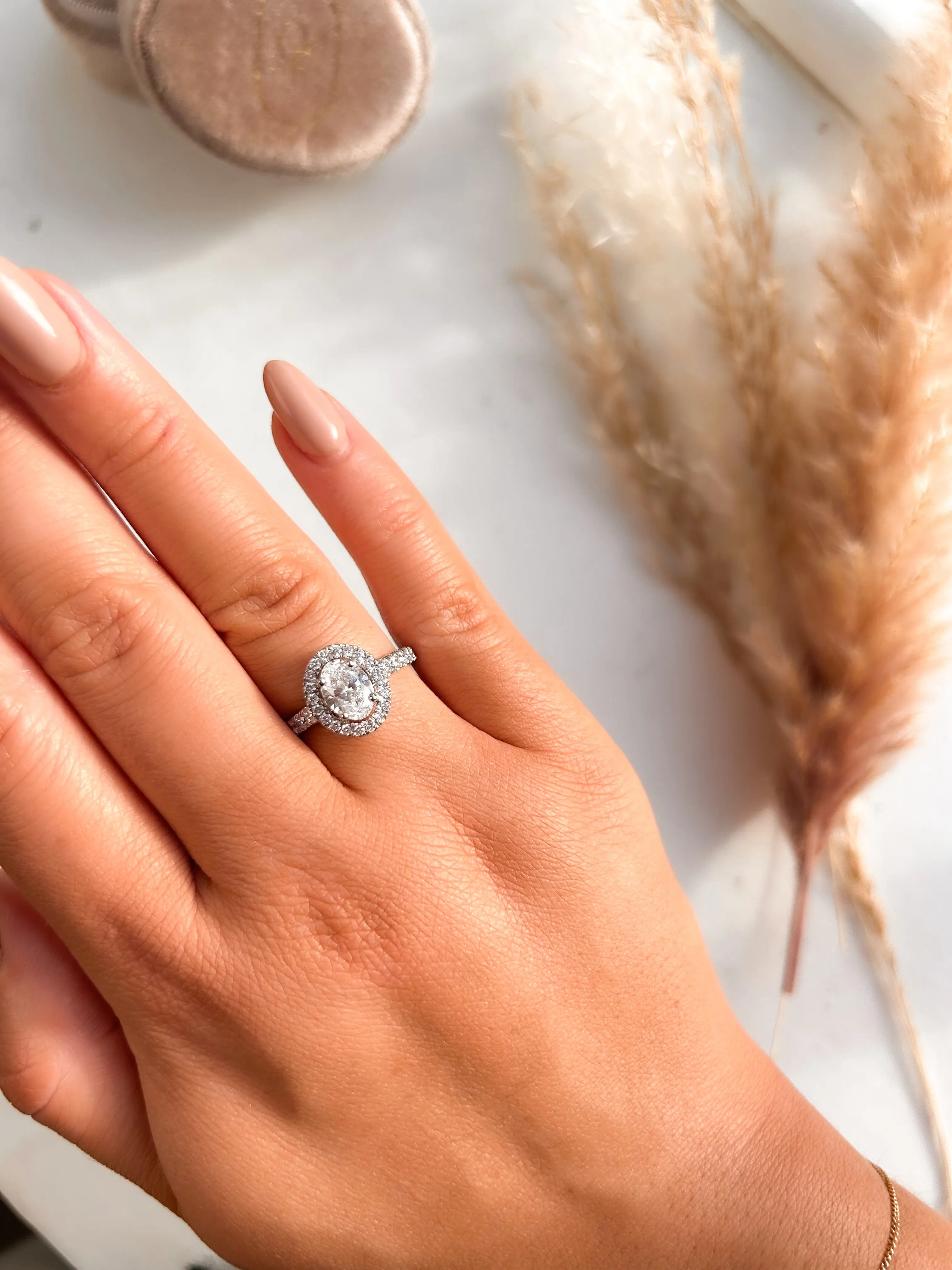 Zoey - Platinum 1.18ct Oval Halo Earth Grown Diamond Engagement Ring
